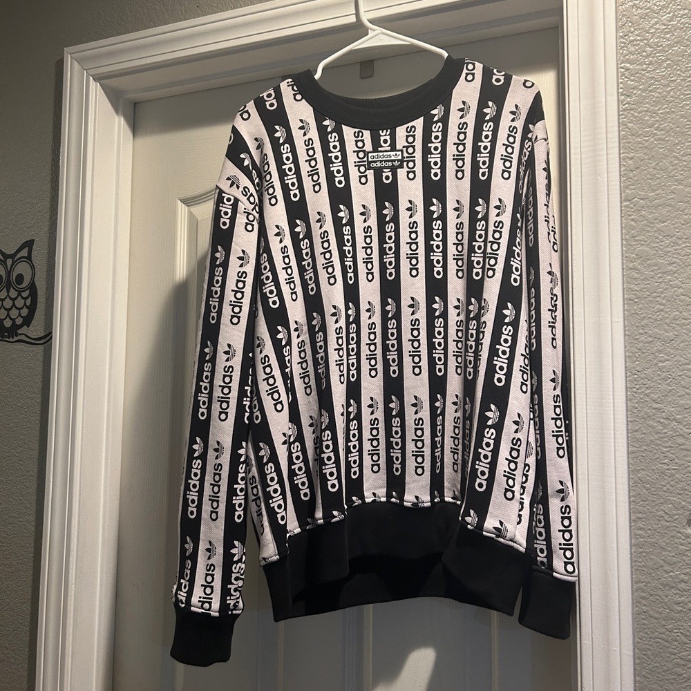 ADIDAS STRIPED CREWNECK MENS SZ S